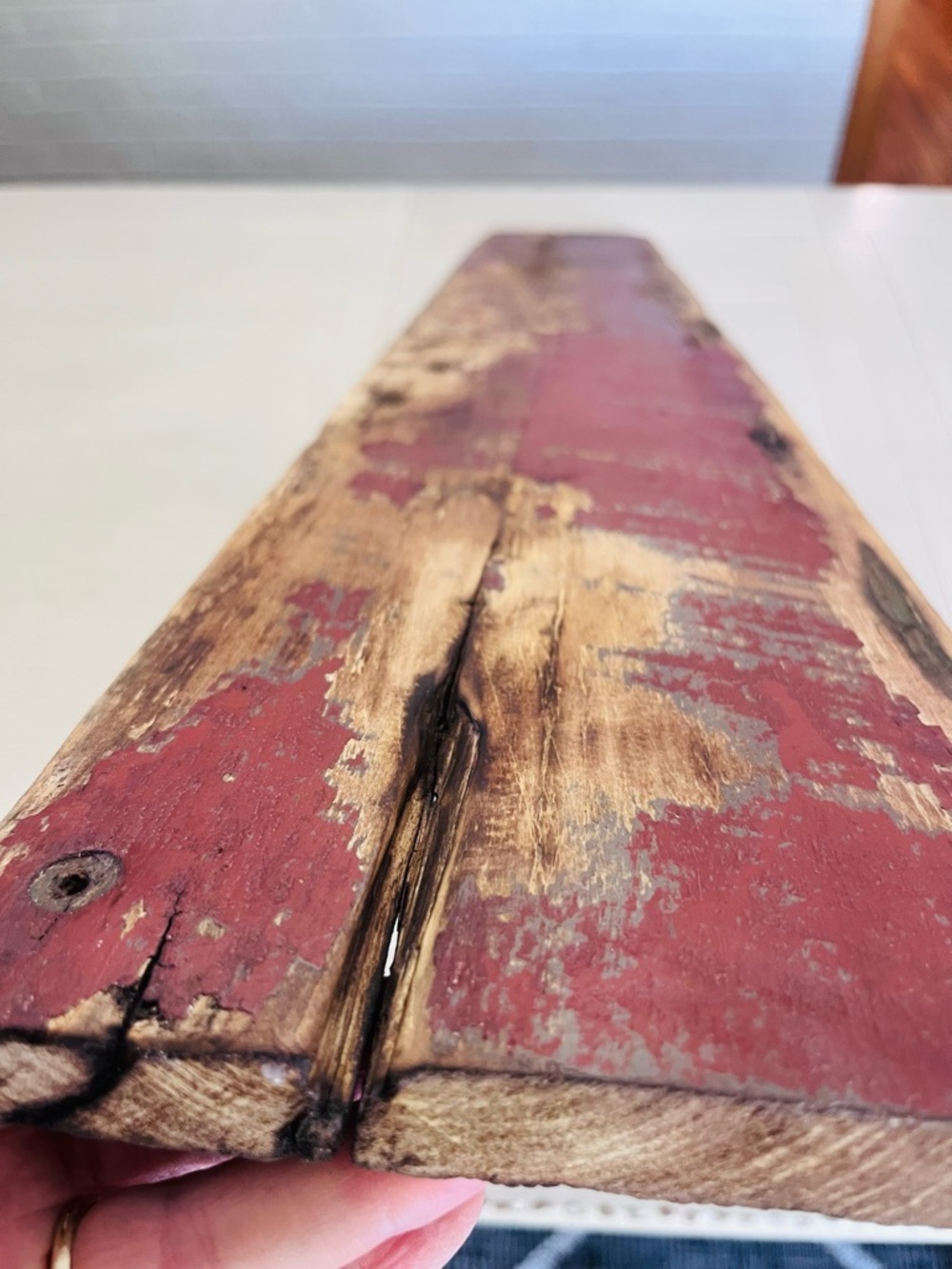 Rustic Barn Wood Long Raised Tray for Kitchen Island Centerpiece Mantle Decor - Picture 10 of 11